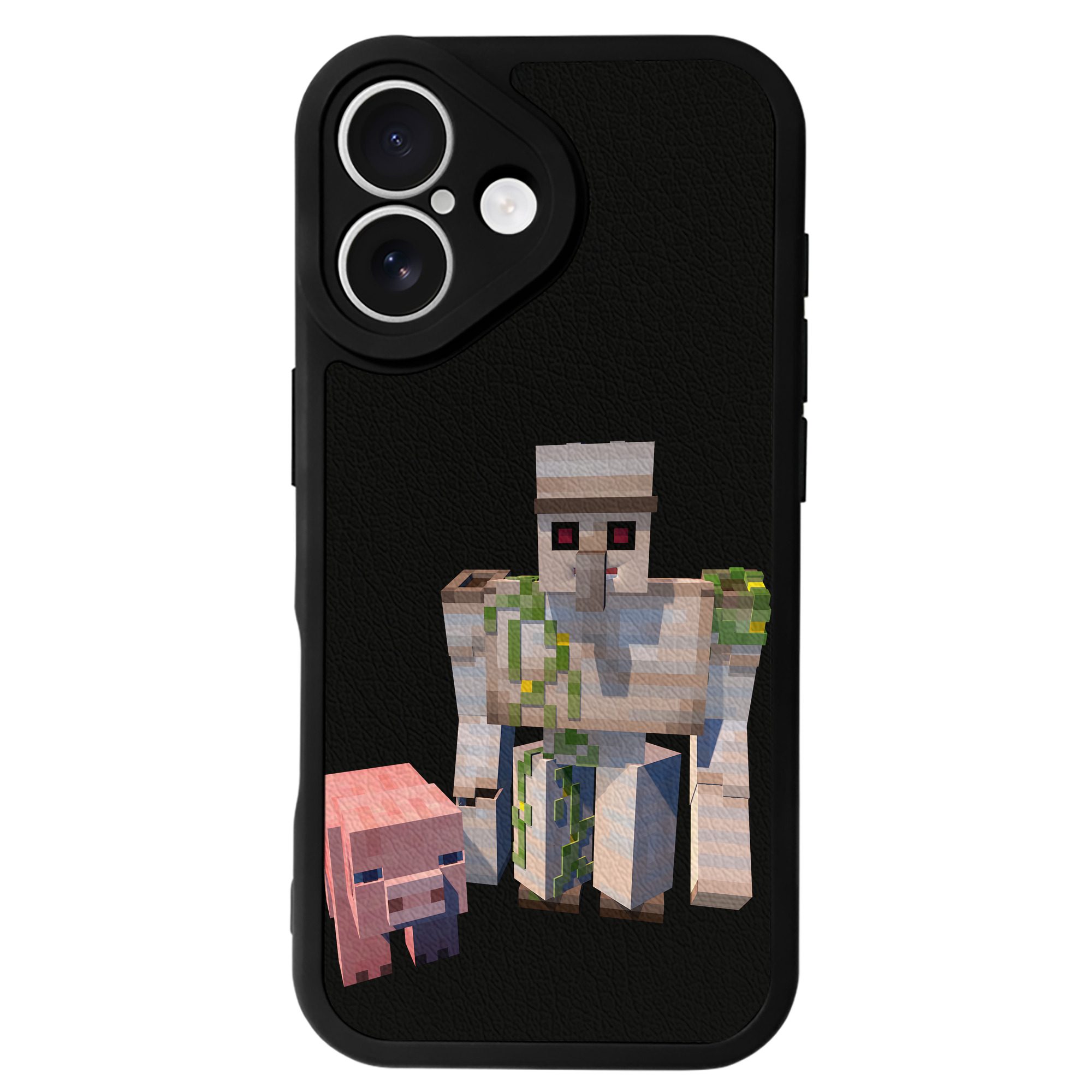 （画像用） マインクラフト ブロックの世界 Minecraft MC Block world 【iPhone 16シリーズ対応】シリコンスマホケース（レザー調） 材質：シリコン